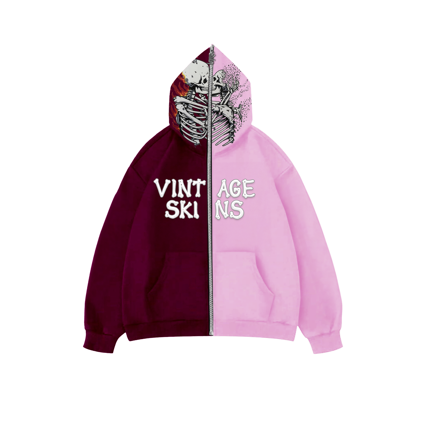 MAROON/PINK TILL DEATH ZIP-UP