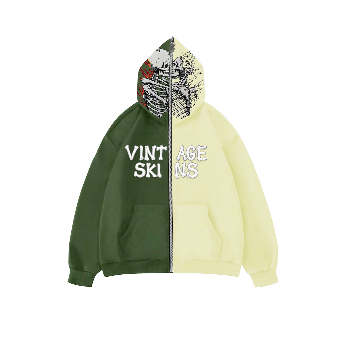 GREEN/BEIGE TILL DEATH ZIP-UP