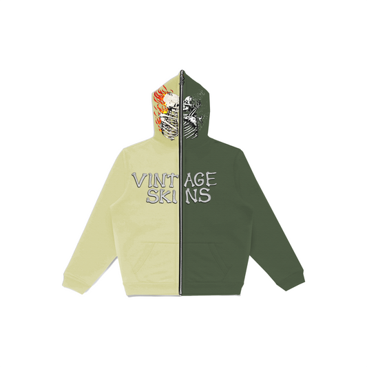 (KIDS) TILL DEATH ZIP-UP CREAM/OLIVE